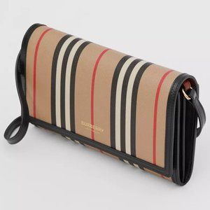 BURBERRY Hannah Icon Stripe Wallet-On-Strap - Clutch Handbag Crossbody